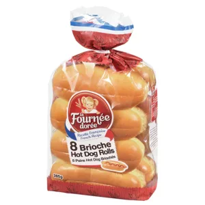 LA FOURNEE DOREE - BRIOCHE HOT DOGS BUNS 16x6x385GR CASE